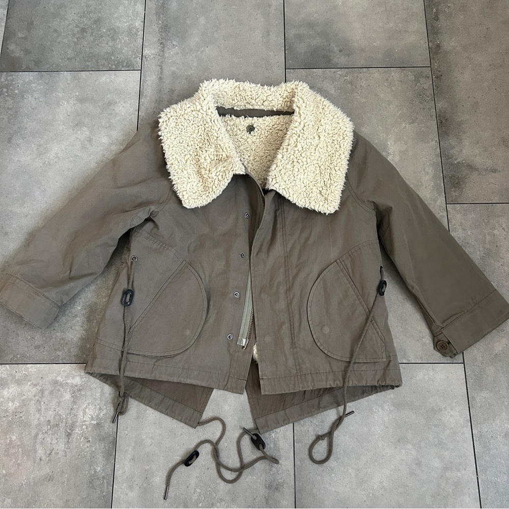 Nicholas K olive green sherpa lined jacket coat parka M